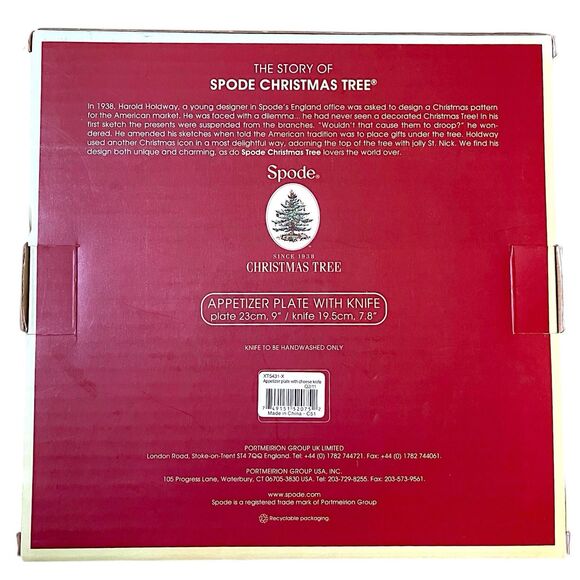 Spode Christmas Tree Appetizer Plate With Matching Knife - Brand New With Tag - Picture 3 of 5